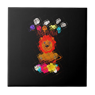 Adorable Baby Lion Art Design Motif Ceramic Tile