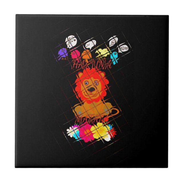 Adorable Baby Lion Art Design Motif Ceramic Tile (Front)