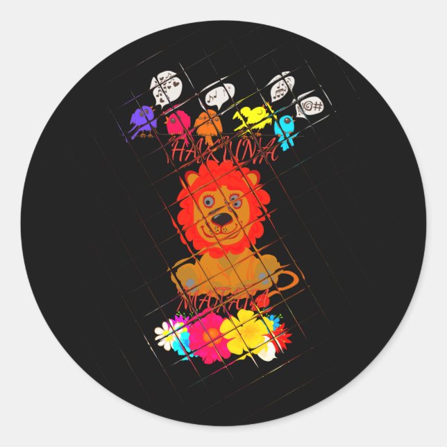 Adorable Baby Lion Art Design Motif Classic Round Sticker (Front)