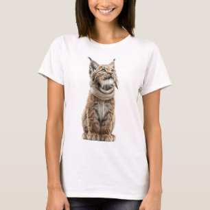 Adorable Baby Lynx wearing Knitted Scarf T-Shirt