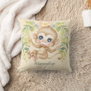 Adorable Baby Monkey Cute Jungle Animal Cushion