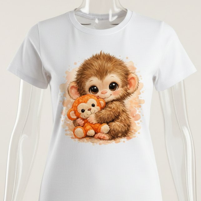 Adorable Baby Monkey Hugging Plush Toy  T-Shirt (Creator Uploaded)