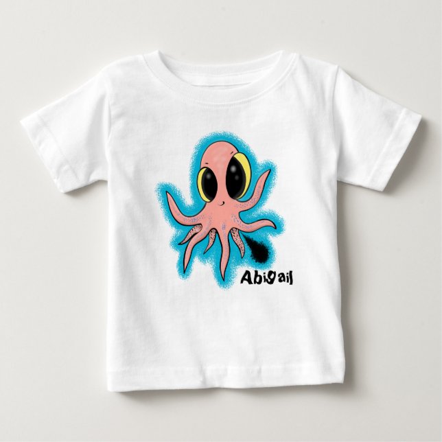 Adorable baby octopus cartoon design baby T-Shirt (Front)