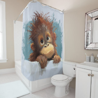 Adorable Baby Orangutan Portrait Shower Curtain