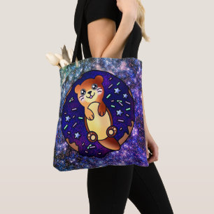 Adorable Baby Otter in Space Galaxy Tote Bag
