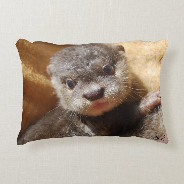 Adorable baby otter throw pillow (Front)
