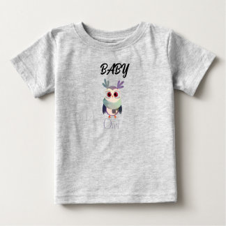 Adorable Baby Owl Graphic Black T-Shirt - Cute 
