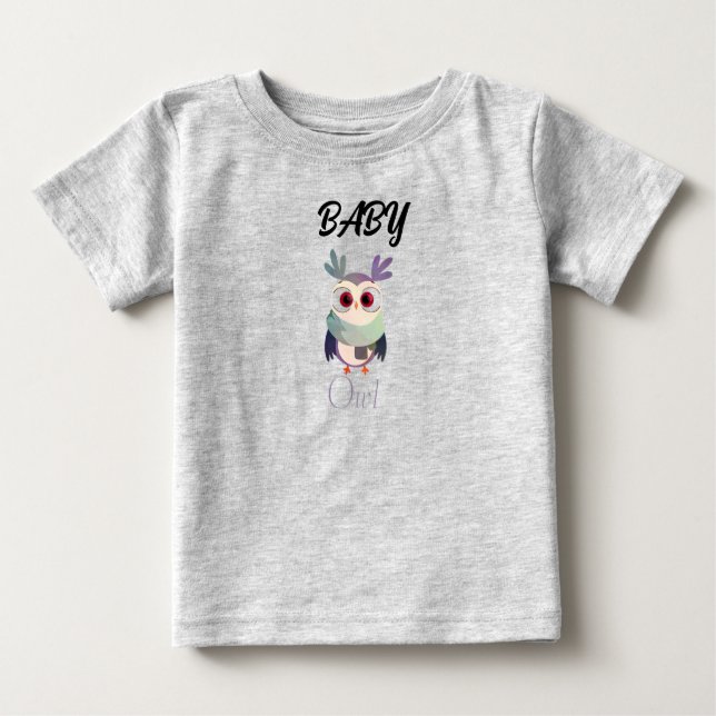 Adorable Baby Owl Graphic Black T-Shirt - Cute  (Front)
