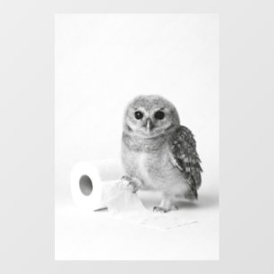 Adorable Baby Owl Holding Toilet Paper Minimalist