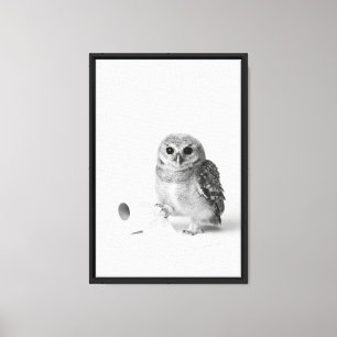 Adorable Baby Owl Holding Toilet Paper Minimalist Canvas Print