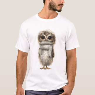 Adorable Baby Owl in Winter Scarf T-Shirt