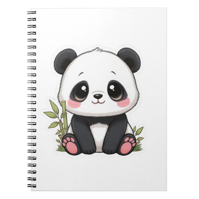 Adorable Baby Panda Bamboo Notebook (Front)