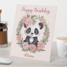 Adorable Baby Panda Bear with Flowers