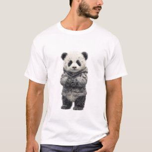 Adorable Baby Panda in a Cosy Grey Knitted Sweater