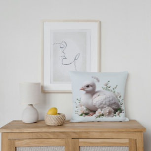 Adorable Baby Peacock &  Flowers: Nature's Delight Cushion