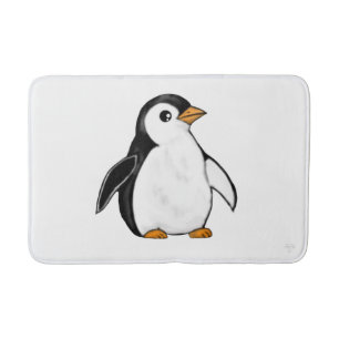 Adorable Baby Penguin Airbrush-Style Winter Art Bath Mat