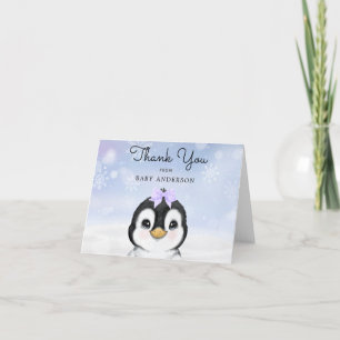 Adorable Baby Penguin Winter Thank You Card
