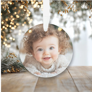 Adorable Baby Photo Baby's First Christmas Ornament