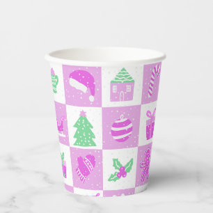 Adorable Baby Pink Christmas Pattern Paper Cups