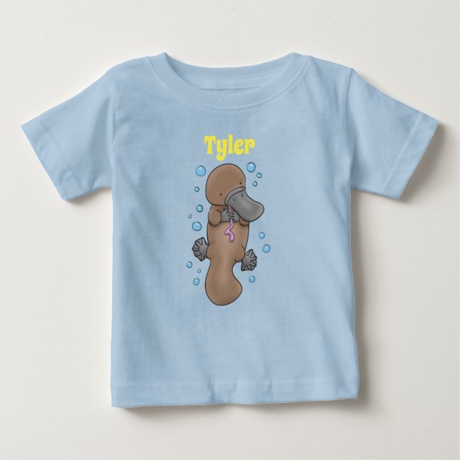 Adorable baby platypus cartoon illustration baby T-Shirt (Front)
