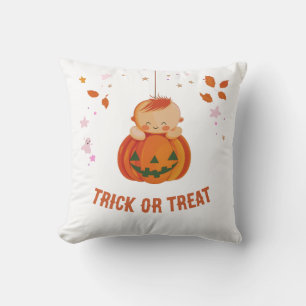 Adorable Baby Pumpkin Trick or Treat Halloween Cushion