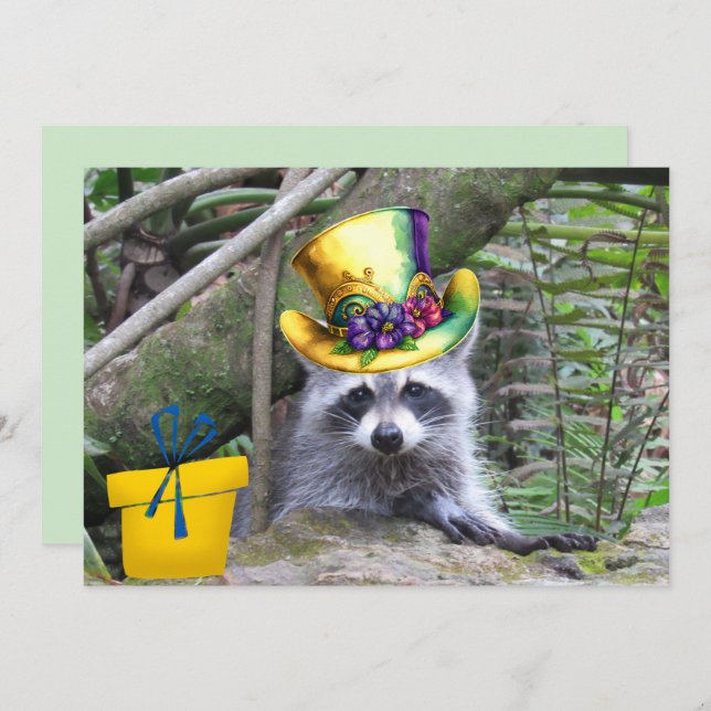 Adorable Baby Racoon Birthday Flat Card (Front/Back)