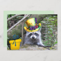 Adorable Baby Racoon Birthday Flat Card