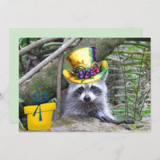 Adorable Baby Racoon Birthday Flat Card