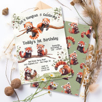 Adorable Baby Red Panda Bear Birthday Party