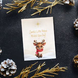 Adorable Baby Reindeer Christmas Message Holiday Card