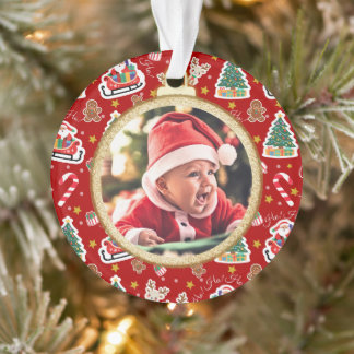 Adorable Baby’s First Christmas Ornament Red