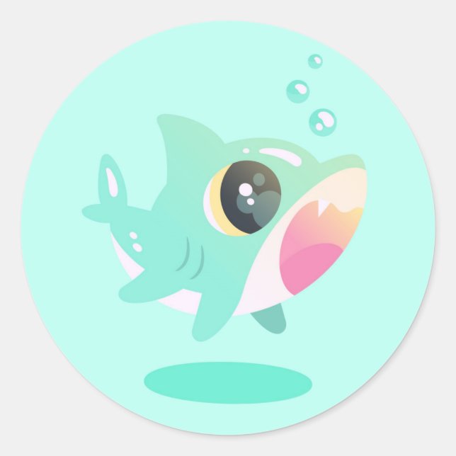 Adorable Baby Shark Classic Round Sticker (Front)