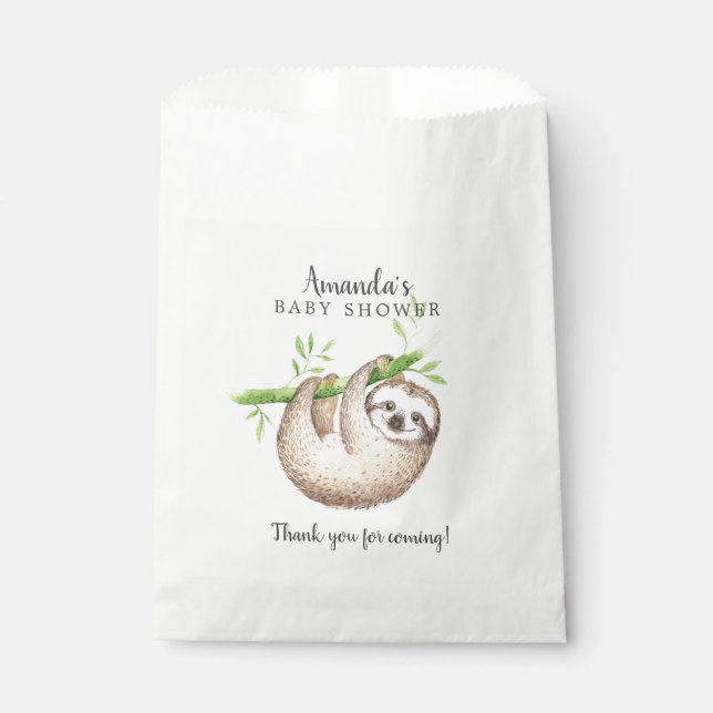 Adorable Baby Sloth Shower Favour Bags (Front)