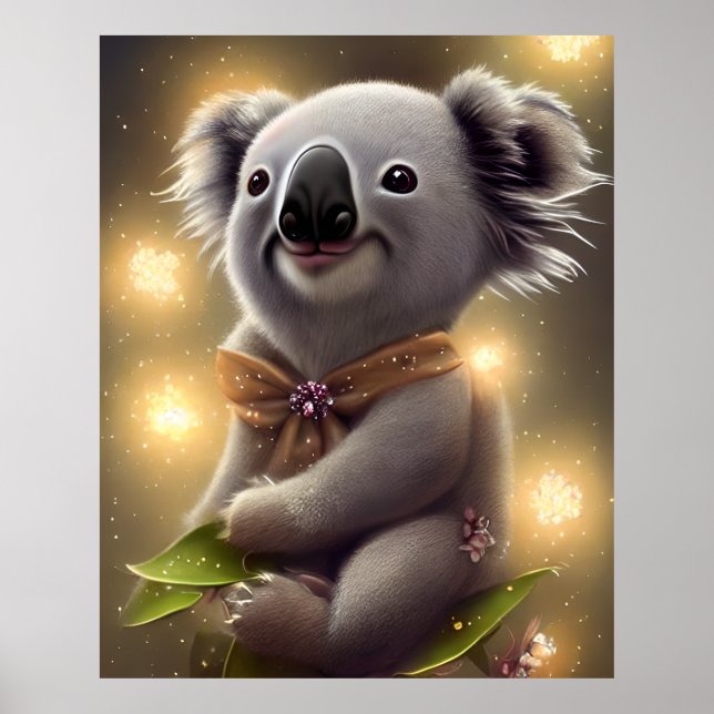 Adorable Baby Smiling Koala Bear Poster (Front)