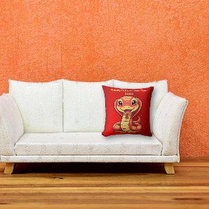 Adorable Baby Snake Chinese New Year Throw Pillow