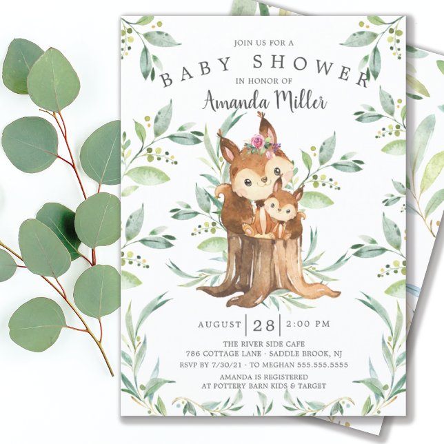 Adorable Baby Squirrel and Mum Baby Shower  Invitation (Creator Uploaded)