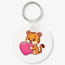 Adorable Baby Tiger Hugging a Heart