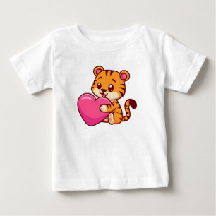 Adorable Baby Tiger Hugging a Heart T-Shirt