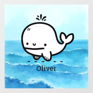 Adorable Baby Whale - Kawaii Sea Creature Line Art