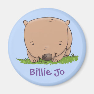 Adorable baby wombat cartoon illustration magnet