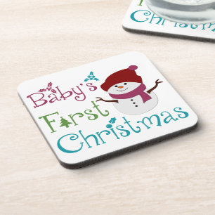 Adorable Babys First Christmas Coaster