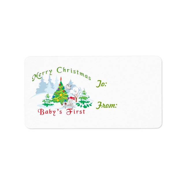 Adorable- Baby's First Christmas  Goat   Gift Tag (Front)