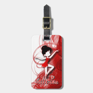 Adorable Ballerina Dancer   DIY Text   Red Luggage Tag