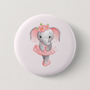 Adorable Ballerina Elephant En Pointe 6 Cm Round Badge