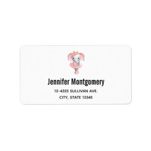 Adorable Ballerina Elephant En Pointe Address Label
