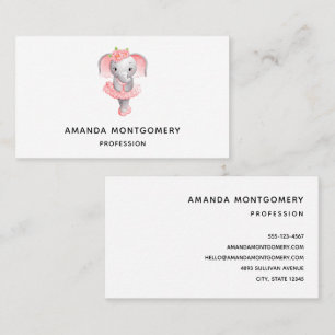 Adorable Ballerina Elephant En Pointe Business Card
