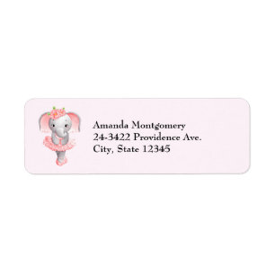 Adorable Ballerina Elephant En Pointe Return Address Label