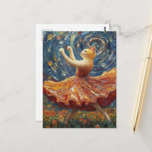 Adorable Ballerina Ginger Kitty Postcard