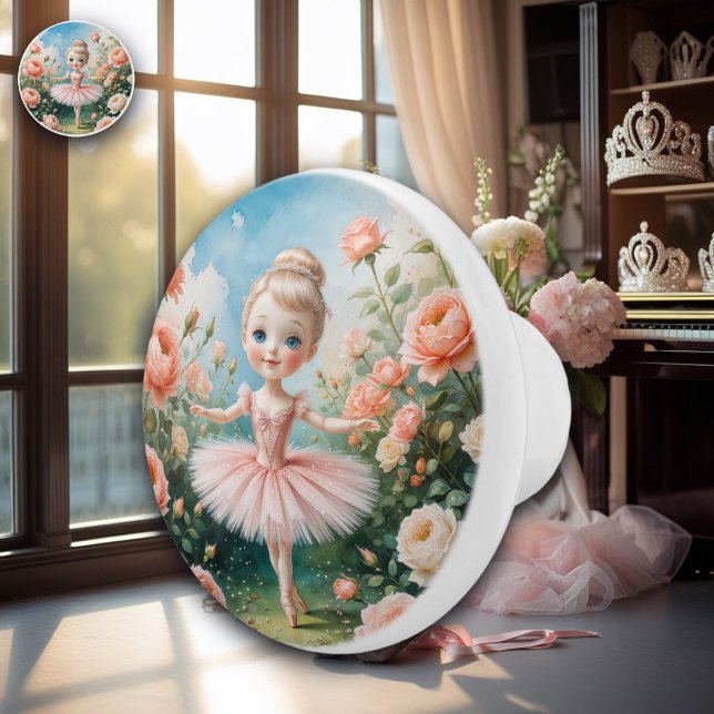 Adorable Ballerina in Rose Garden Ceramic Knob (Creator Uploaded)
