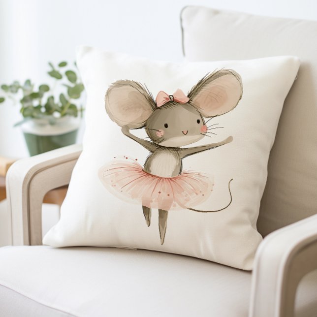 Adorable Ballerina Mouse Pillow, Cute Nursery Cushion (Creator Uploaded)